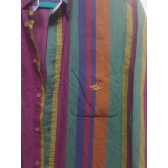Oscar De La Renta Shirt Mens Size Medium Multicolor Striped Button Down - Picture 5 of 9